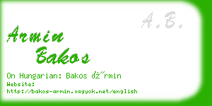 armin bakos business card